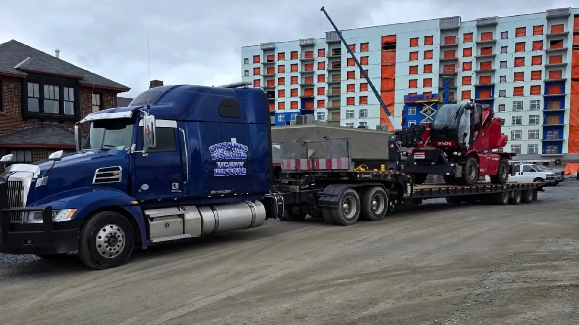 Dynamic Towing flat deck unit on a New Brunswick highway
